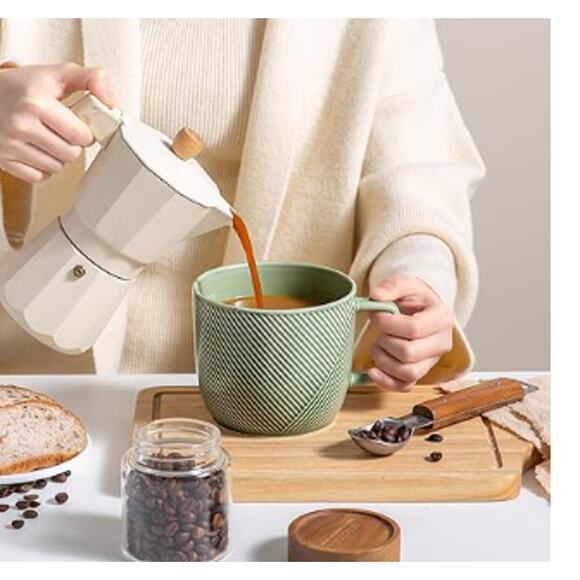 Extra Large 32oz Ceramic Coffee Mug, Soup Bowl with Handle- Green - Picture 2 of 6